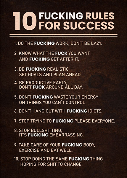 10 Fucking Rules For Success Poster